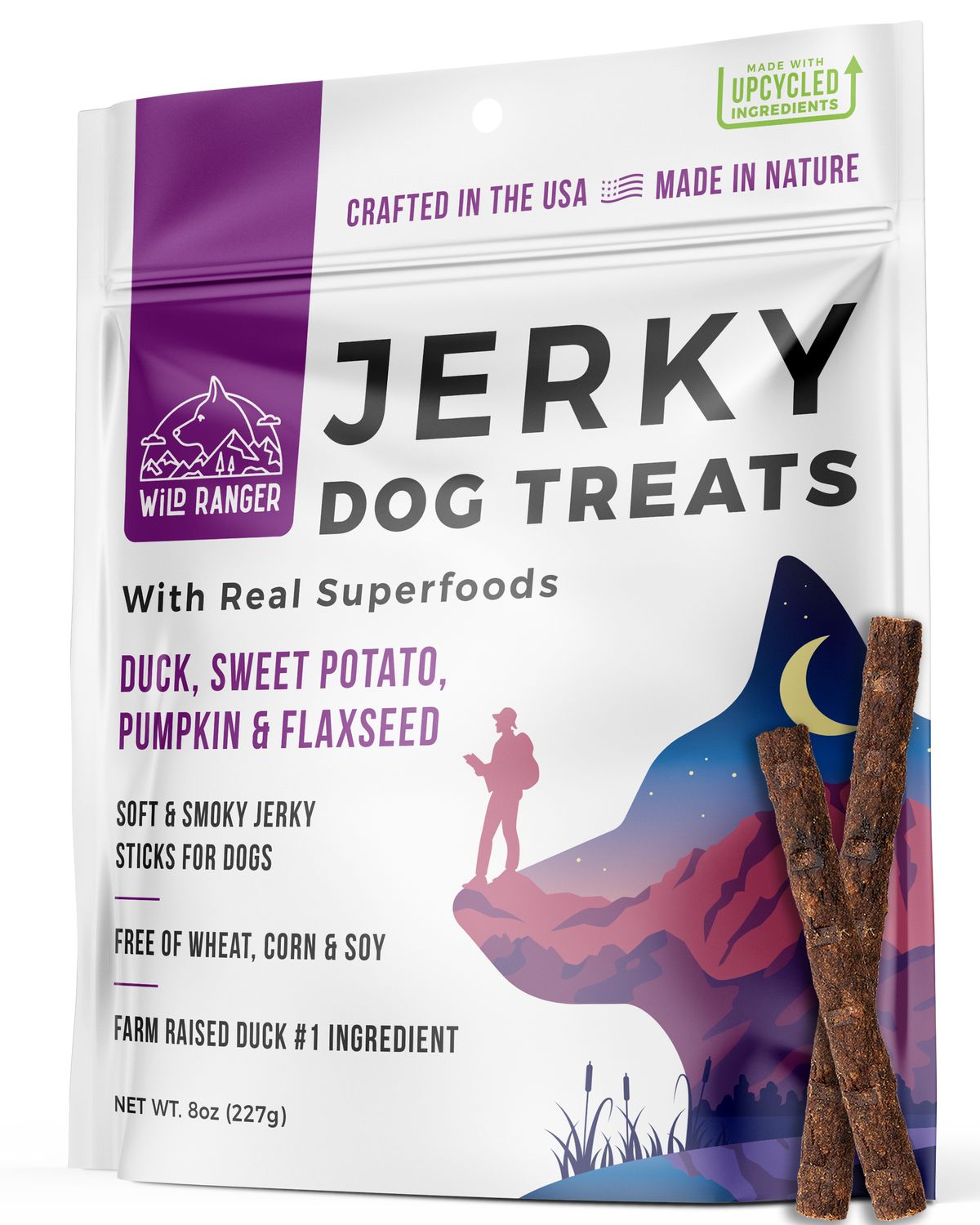Wild Ranger Jerky Dog Treats - Beef, Duck, and Chicken Superfood Variety Pack - 3 Bags (1.5 LBS)