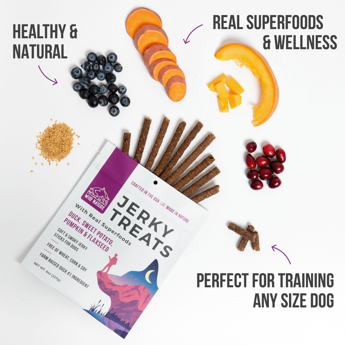 Duck &amp; Superfoods Dog Jerky Treats 8oz