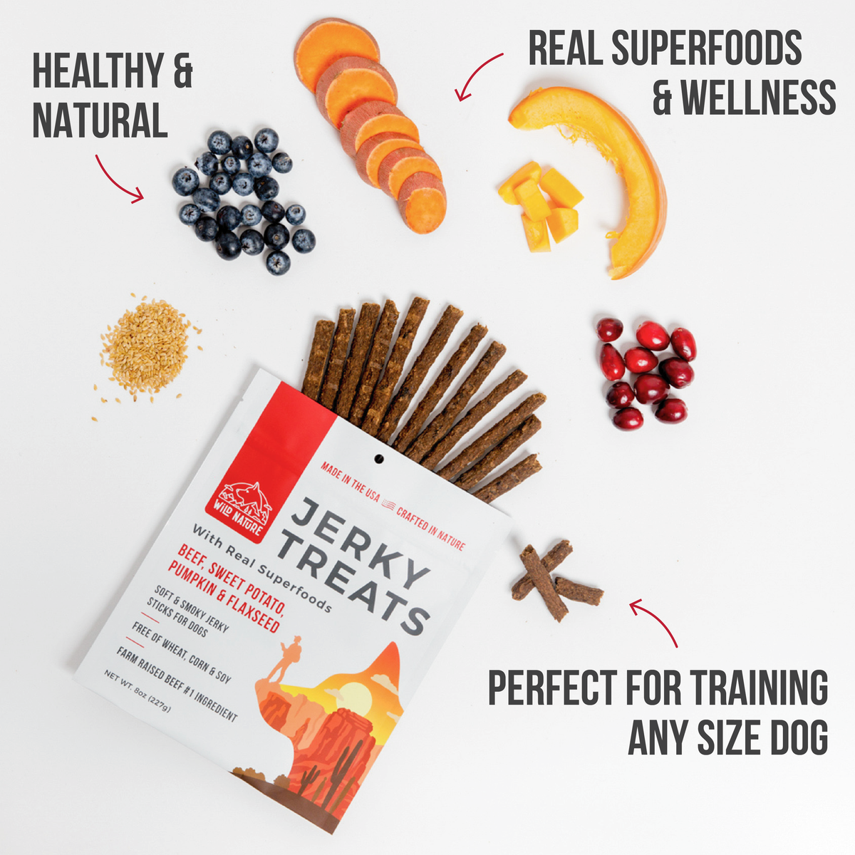 Beef &amp; Superfoods Dog Jerky Treats 8oz